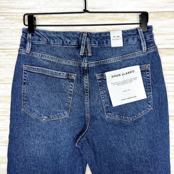Good American NWT Good Classic Raw Hem High Rise Jeans - Picture 6 of 10